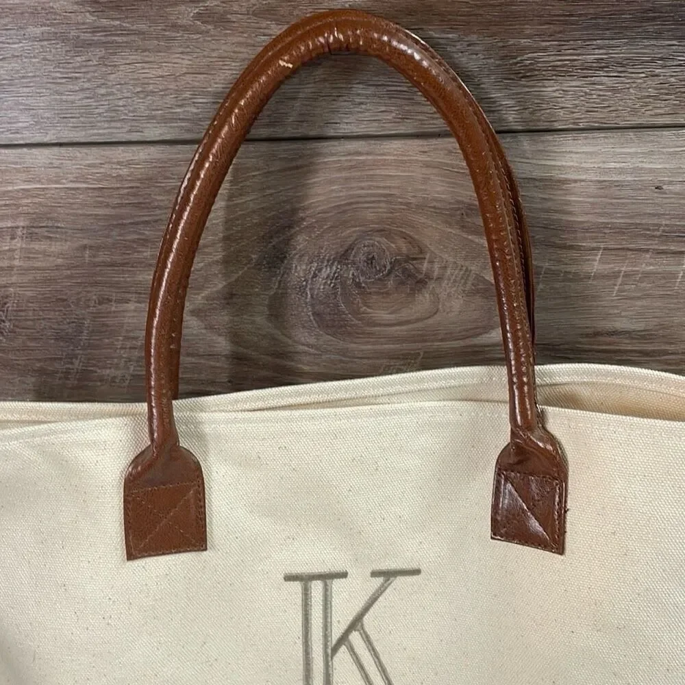 HOME EMBELLISH COLLECTION Monogrammed K Canvas Tote Beach Overnight Bag Large